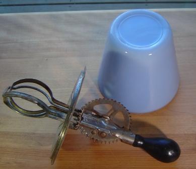 Jeannette: Delphite Egg Beater Bowl with Mixer Jeannette: Delphite Egg Beater Bowl with Mixer