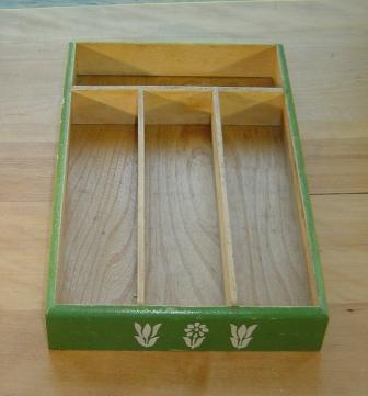 Kitchen Ware: Green Painted Wood Utensil Box Kitchen Ware: Green Painted Wood Utensil Box
