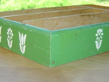 Kitchen Ware: Green Painted Wood Utensil Box Kitchen Ware: Green Painted Wood Utensil Box