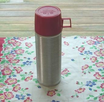 Thermos: Chrome with Red Top Thermos: Chrome with Red Top