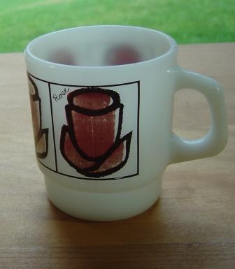 Fire King: white Rose Stackable Mug Fire King: white Rose Stackable Mug