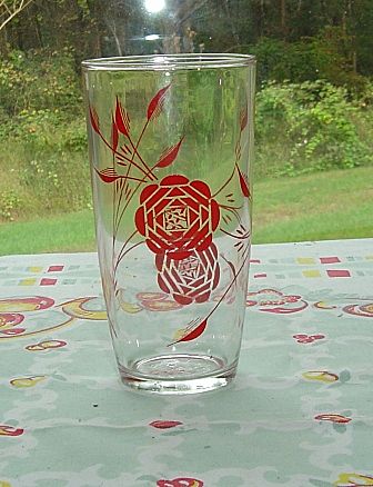 Hazel Atlas: Sour Cream Glass - Red Rose Hazel Atlas: Sour Cream Glass - Red Rose