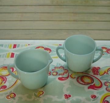 Fire King: Turquoise Sugar and Creamer Fire King: Turquoise Sugar and Creamer