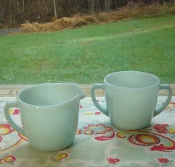 Fire King: Turquoise Sugar and Creamer Fire King: Turquoise Sugar and Creamer