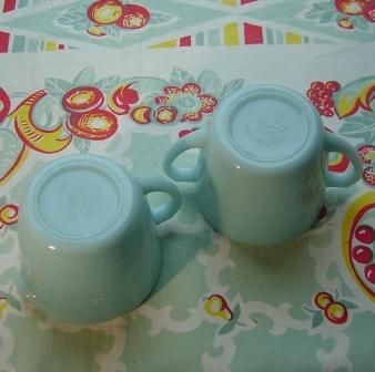 Fire King: Turquoise Sugar and Creamer Fire King: Turquoise Sugar and Creamer