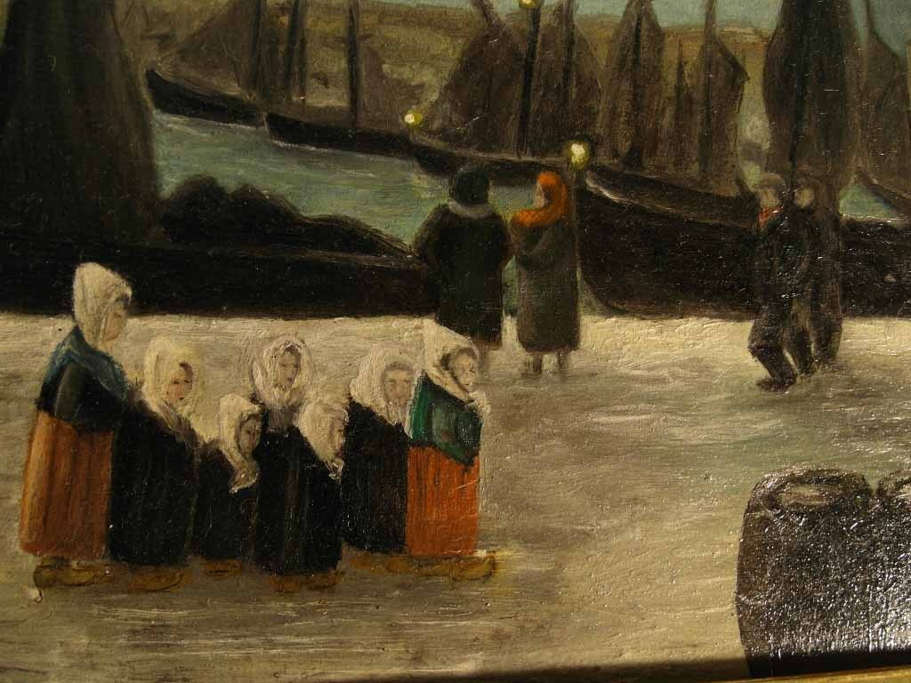 Harbor Scene Oil on Panel ca. 1930 Signed Harbor Scene Oil on Panel ca. 1930 Signed