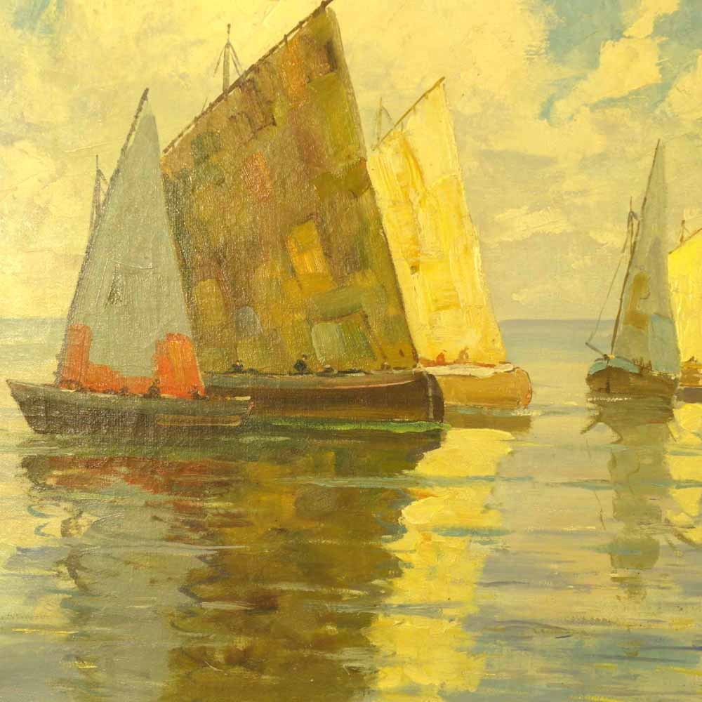 Marine Landscape Oil Painting Artist Signed Marine Landscape Oil Painting Artist Signed