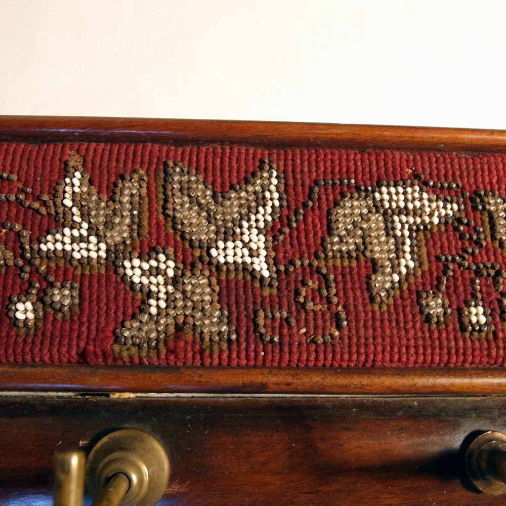 Lovely Wall Rack Walnut Tree Beadwork & Needlepoint ca. 1900 Lovely Wall Rack Walnut Tree Beadwork & Needlepoint ca. 1900