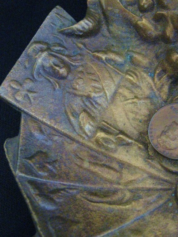Vintage Devil Head Advertising Bronze Coin Tray Vintage Devil Head Advertising Bronze Coin Tray