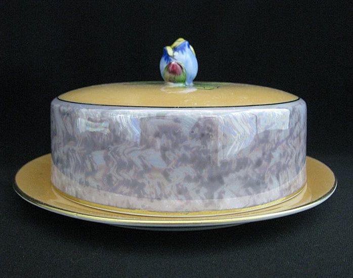Vintage Signed Noritake Hand Painted Lustre Ware Covered Butter Dish Vintage Signed Noritake Hand Painted Lustre Ware Covered Butter Dish