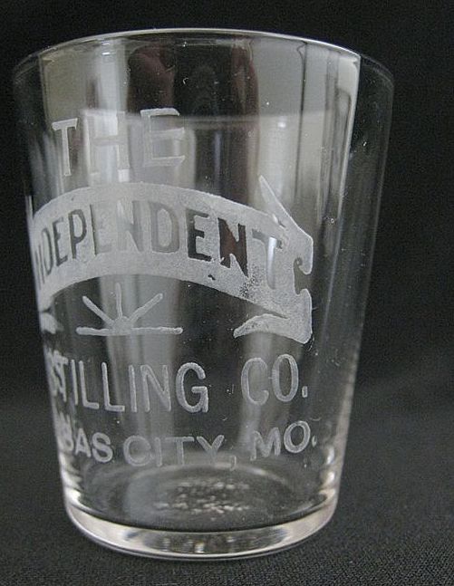 Antique Hand Etched Advertising Shot Glass - "The Independent Distilling Co." Antique Hand Etched Advertising Shot Glass - "The Independent Distilling Co."