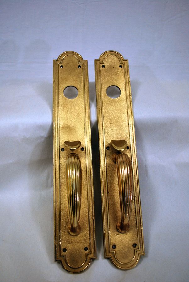 Antique Brass Double Door Plate Handles,Rich Beautiful Patina Antique Brass Double Door Plate Handles,Rich Beautiful Patina