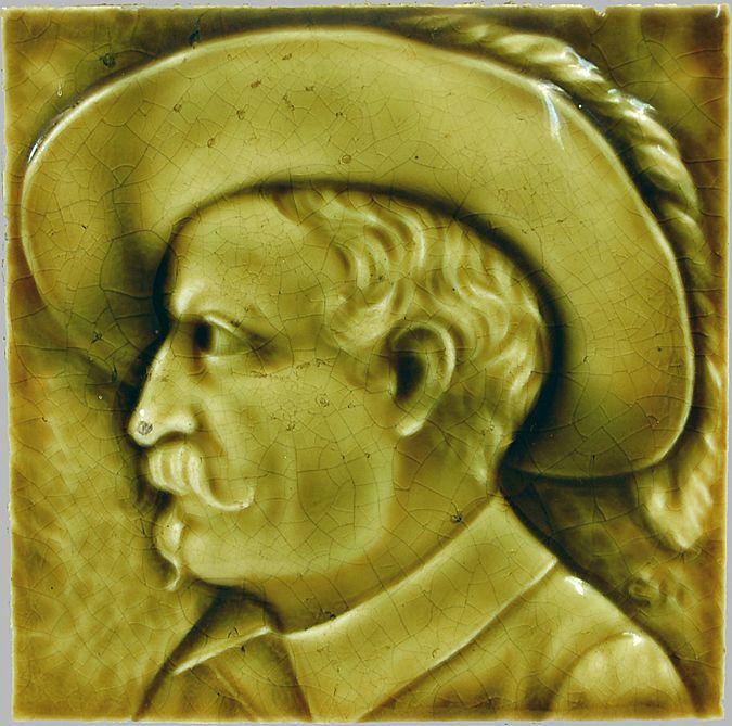 Art Pottery Tile Portrait of Buffalo Bill Art Pottery Tile Portrait of Buffalo Bill