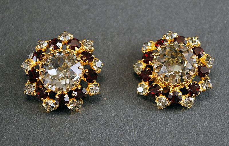 Earrings Austrian Crystal Ruby & White Sapphire Colors Earrings Austrian Crystal Ruby & White Sapphire Colors