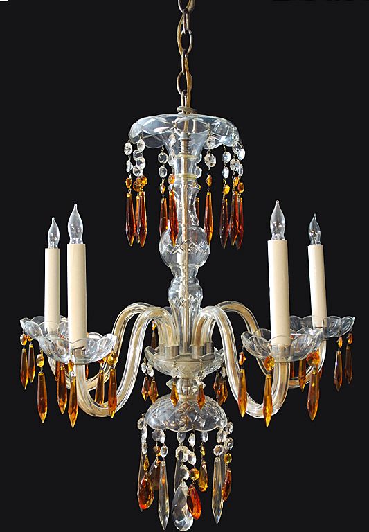 Crystal Chandelier with Amber Prisms Crystal Chandelier with Amber Prisms