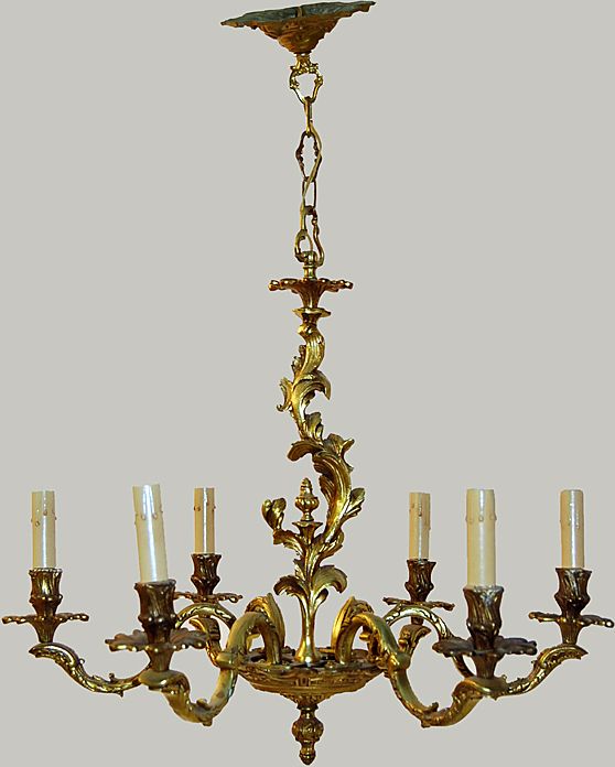 Chandelier Gilt Bronze French Design Chandelier Gilt Bronze French Design