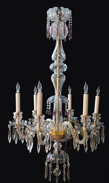 Crystal Chandelier with Amethyst Prisms Crystal Chandelier with Amethyst Prisms