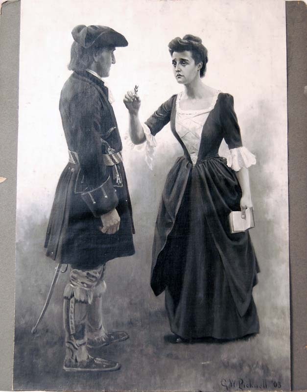 Antique Illustration Painting,G W Picknell Title The Colonial Couple Antique Illustration Painting,G W Picknell Title The Colonial Couple