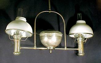 Antique Hanging Double Student Lamp White Shades Antique Hanging Double Student Lamp White Shades
