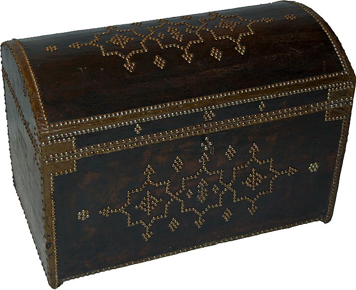 Antique Trunk Leather Brass Tack Decoration Antique Trunk Leather Brass Tack Decoration
