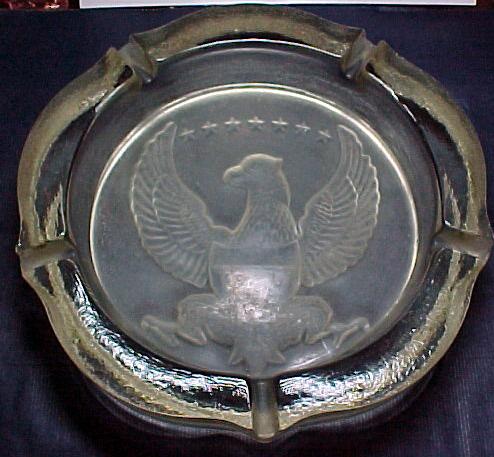 Vintage Crystal Ashtray with eagle Large Vintage Crystal Ashtray with eagle Large