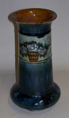 Royal Doulton Pottery Vase Roses Artist Signed Royal Doulton Pottery Vase Roses Artist Signed