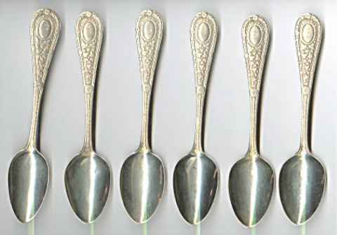 Sterling Silver Teaspoons Set of Six Crescent Pat Sterling Silver Teaspoons Set of Six Crescent Pat