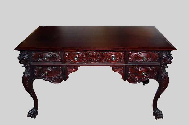Partners Desk Carved Mahogany : att To Horner Partners Desk Carved Mahogany : att To Horner