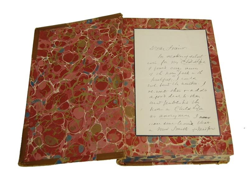 Whittier Poetical 1891 with Autograph Letter Whittier Poetical 1891 with Autograph Letter