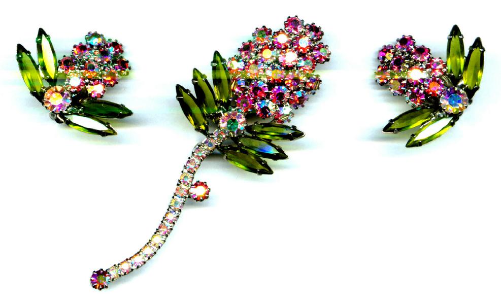 Rhinestone Pin & Earrings Elegant Rhinestone Pin & Earrings Elegant