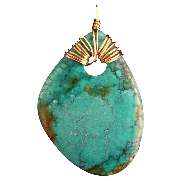 14 kt Gold Filled Wrapped Turquoise Pendant 14 kt Gold Filled Wrapped Turquoise Pendant