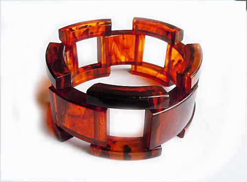 Marbled Tortoise Bakelite Link Bracelet Marbled Tortoise Bakelite Link Bracelet