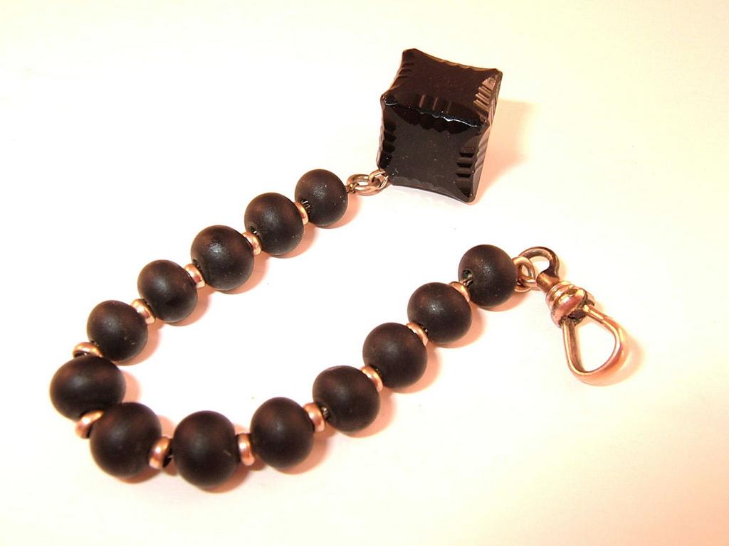 Victorian Black Glass -Jet- Watch Fob Very Geometric Victorian Black Glass -Jet- Watch Fob Very Geometric