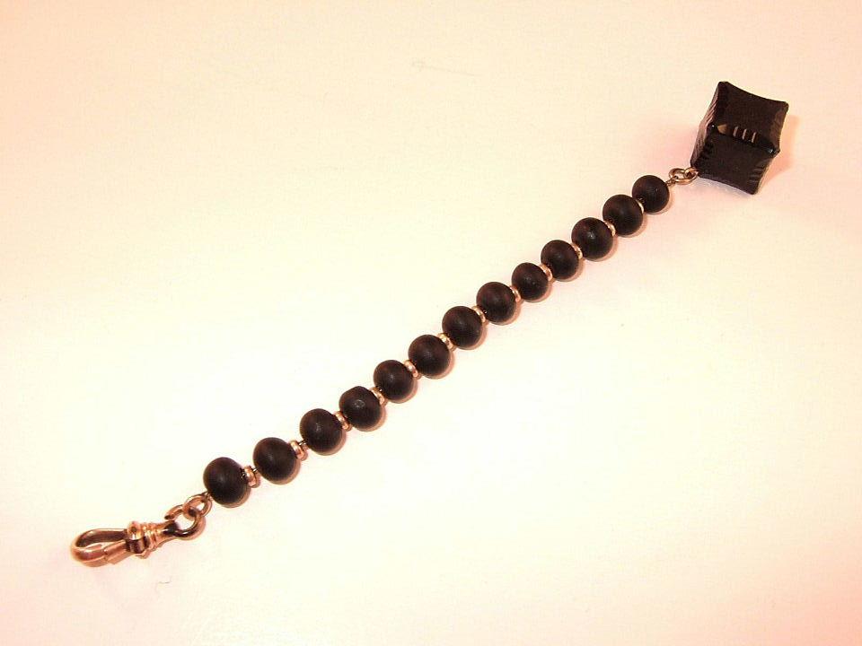 Victorian Black Glass -Jet- Watch Fob Very Geometric Victorian Black Glass -Jet- Watch Fob Very Geometric