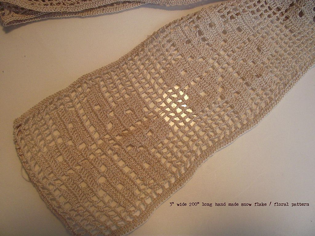 200" 2 Long Pieces of Crochet Edging Snow Flake Pattern Ecru Color 200" 2 Long Pieces of Crochet Edging Snow Flake Pattern Ecru Color