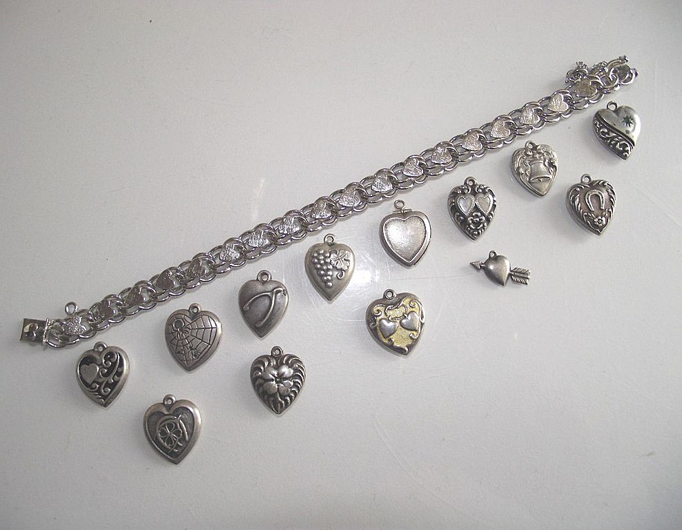 Sterling Silver Spider and the Fly Puffy Heart Charm Sterling Silver Spider and the Fly Puffy Heart Charm