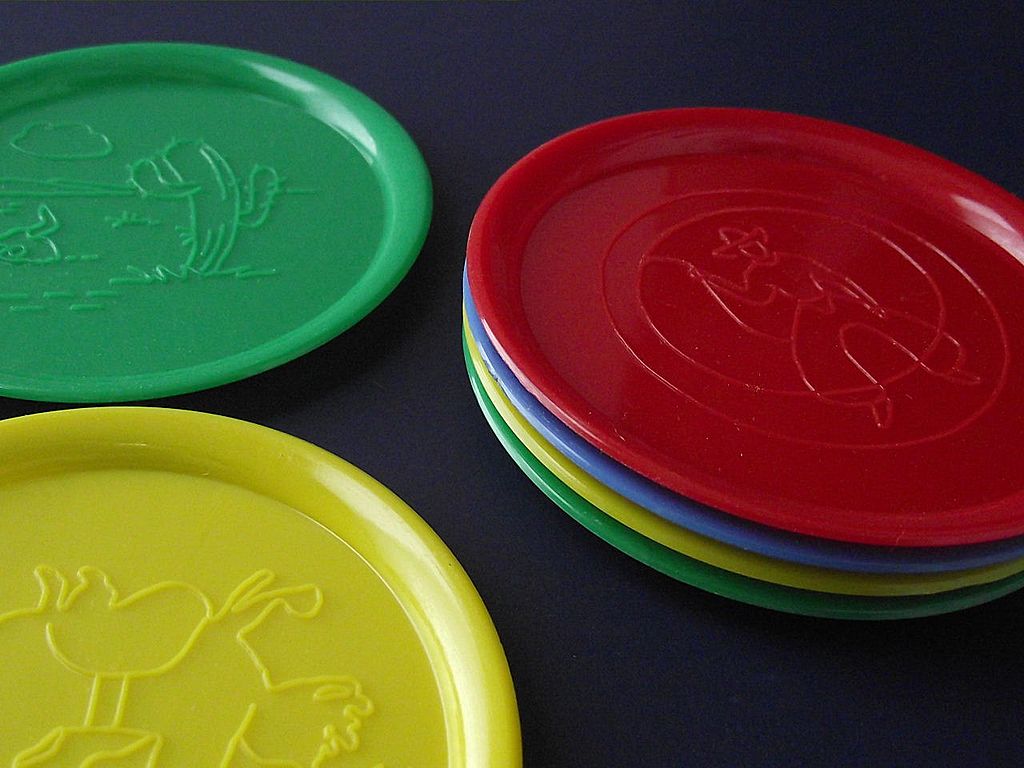 1950's Hard Plastic Coasters with Rodeo Cowboys and Bucking Broncos Eight Piece 1950's Hard Plastic Coasters with Rodeo Cowboys and Bucking Broncos Eight Piece