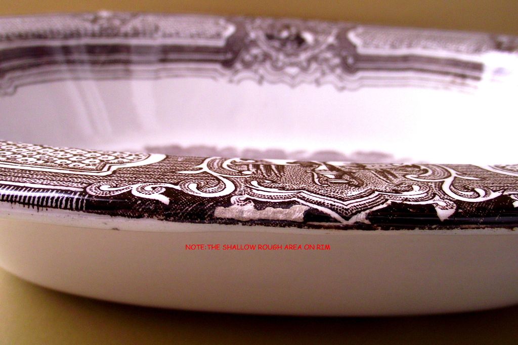 Circa 1870s -80s Brown and White Transfer Ware Open Bowl Very Large Circa 1870s -80s Brown and White Transfer Ware Open Bowl Very Large