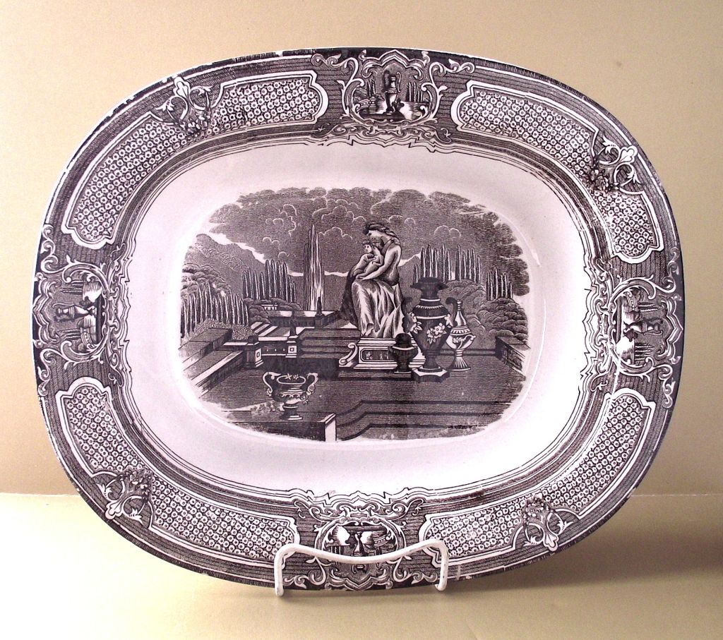 Circa 1870s -80s Brown and White Transfer Ware Open Bowl Very Large Circa 1870s -80s Brown and White Transfer Ware Open Bowl Very Large
