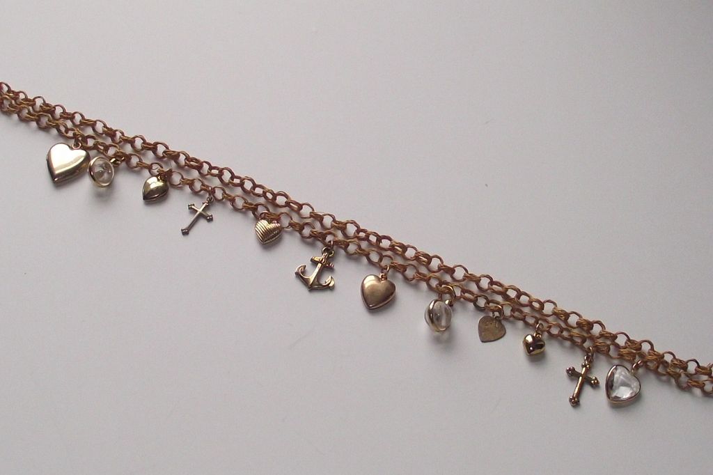 Faith Hope Charity & Mustard Seed Charms on Victorian Wicker Woven Chain Faith Hope Charity & Mustard Seed Charms on Victorian Wicker Woven Chain