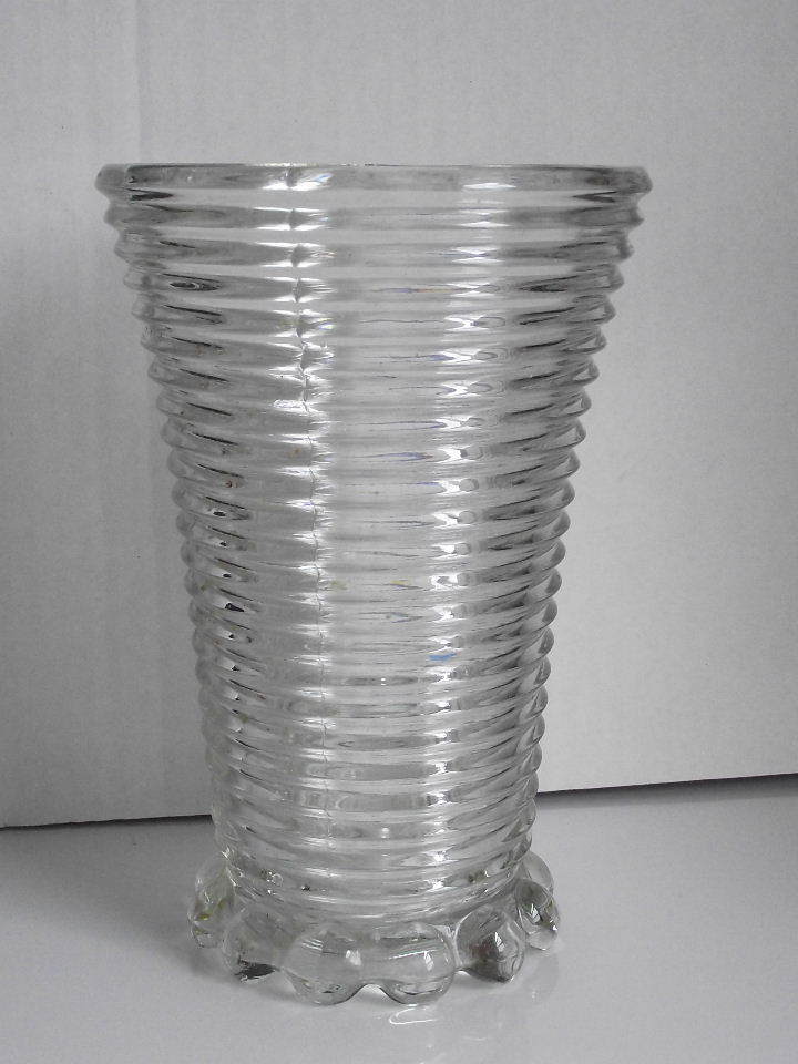 Manhattan Pattern Clear Depression Glass Vase Manhattan Pattern Clear Depression Glass Vase
