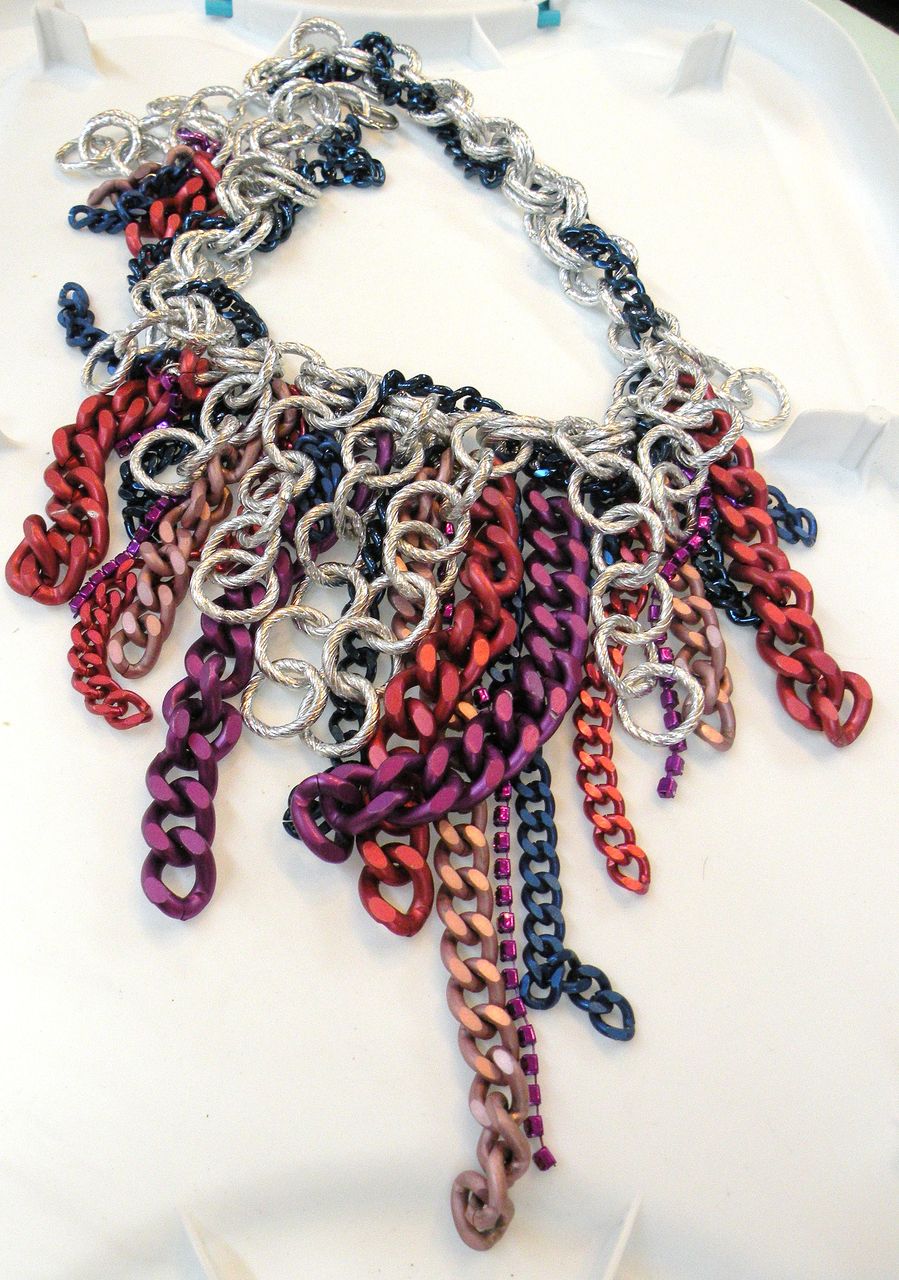 JULIE RUBINO Multi Color Chain and Rhinestone Necklace JULIE RUBINO Multi Color Chain and Rhinestone Necklace