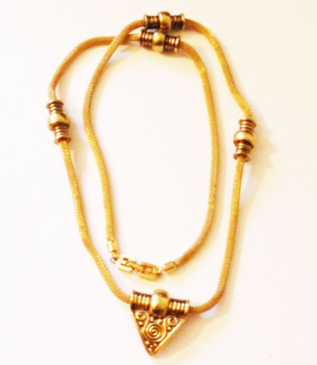 GIVENCHY 1977 Gaspipe Sautoir Necklace with Gold Tone Stations and Drop GIVENCHY 1977 Gaspipe Sautoir Necklace with Gold Tone Stations and Drop