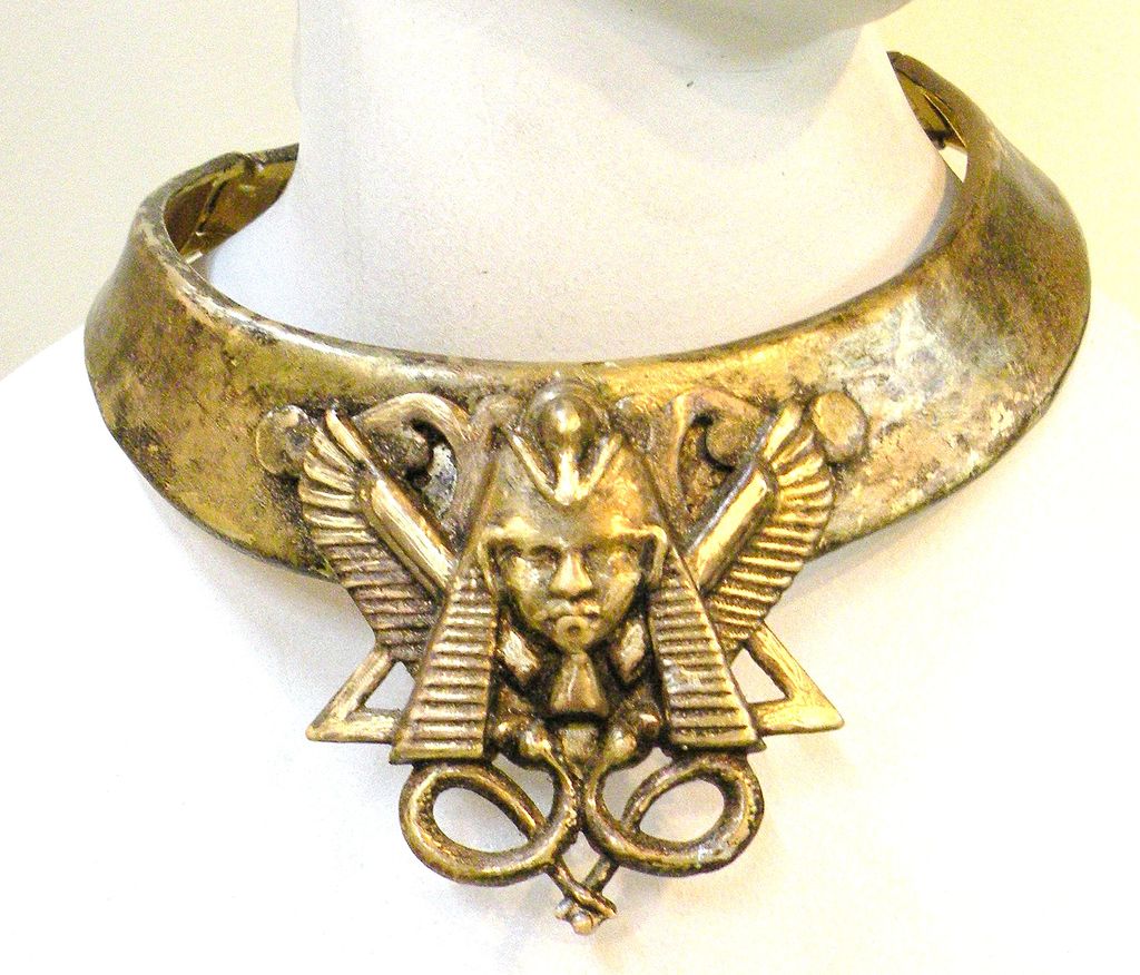 Double Hinged Collar Egyptian Revival Pharaoh Necklace From 
