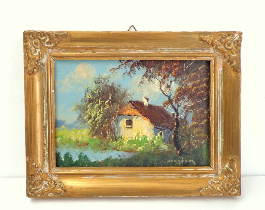 Pair Oil Paintings. Rustic scenes. Framed. One signed. Absolutely Charming. V. Old. Pair Oil Paintings. Rustic scenes. Framed. One signed. Absolutely Charming. V. Old.