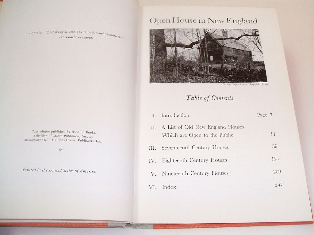 Open House in New England by S. Chamberlain. Landmark, historic houses in New England. All photographed. Condition: Fine! Open House in New England by S. Chamberlain. Landmark, historic houses in New England. All photographed. Condition: Fine!