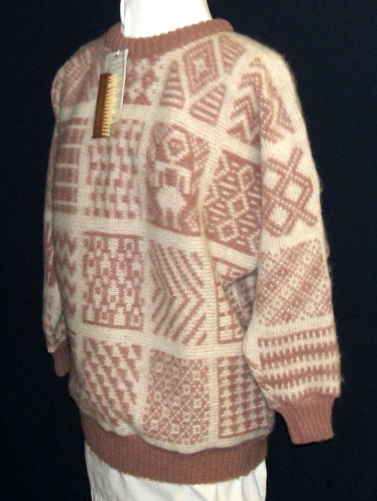 Vintage Alafoss of Iceland 100% Wool Sweater. Icelandic designs. Deep rose & white. NWT! Vintage Alafoss of Iceland 100% Wool Sweater. Icelandic designs. Deep rose & white. NWT!