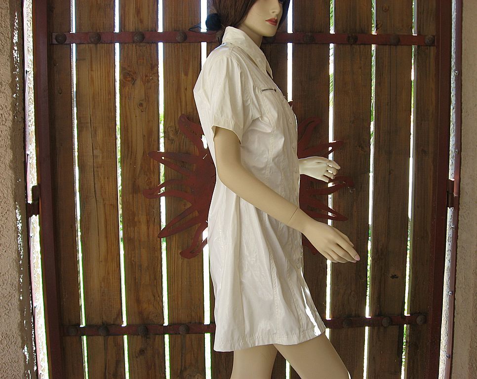 Vintage White Vinyl wet-look mini coat dress Vintage White Vinyl wet-look mini coat dress