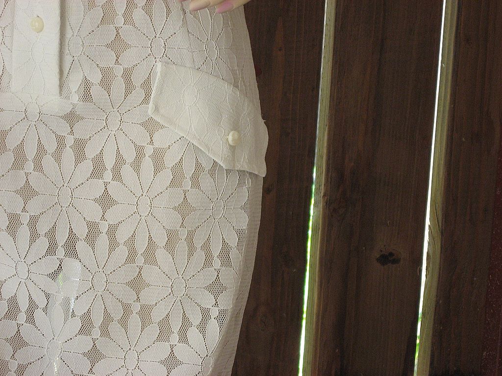 Vintage 1960's 1970's white "Mod" daisy lace shirt dress Vintage 1960's 1970's white "Mod" daisy lace shirt dress