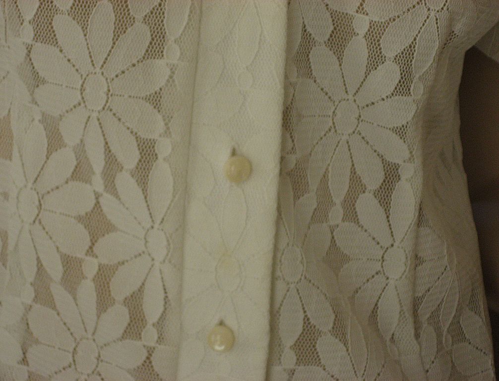 Vintage 1960's 1970's white "Mod" daisy lace shirt dress Vintage 1960's 1970's white "Mod" daisy lace shirt dress